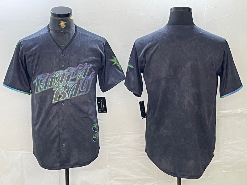 Tampa Bay Rays Blank Charcoal 2024 City Connect Limited Stitched Baseball Jersey - Main View