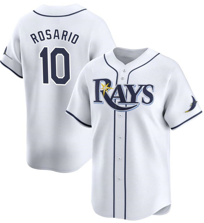 Tampa Bay Rays #10 Amed Rosario White Home Limited Stitched Baseball Jersey - Main View