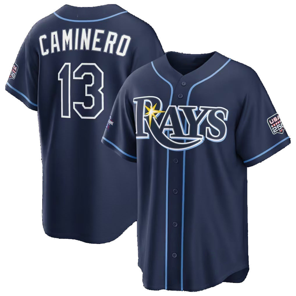 Tampa Bay Rays #13 Junior Caminero 2026 All-Star Game Navy Replica Baseball Jersey - Main View