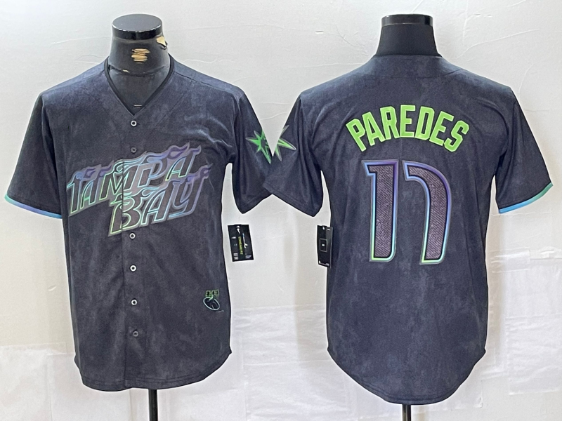 Tampa Bay Rays #17 Isaac Paredes Charcoal 2024 City Connect Limited Cool Base Baseball Jersey - Main View