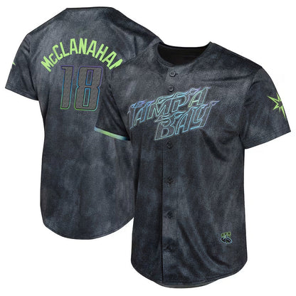 Tampa Bay Rays #18 Shane McClanahan Charcoal 2024 City Connect Limited Player Baseball Jersey - Main View
