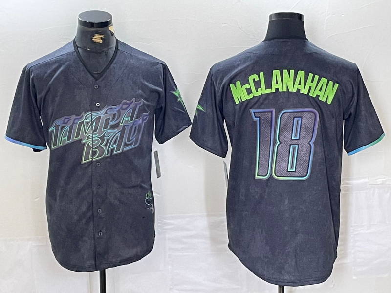 Tampa Bay Rays #18 Shane McClanahan Charcoal 2024 City Connect Limited Stitched Baseball Jersey - Main View
