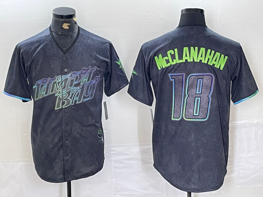 Tampa Bay Rays #18 Shane McClanahan Charcoal 2024 City Connect Limited Stitched Baseball Jersey - Main View