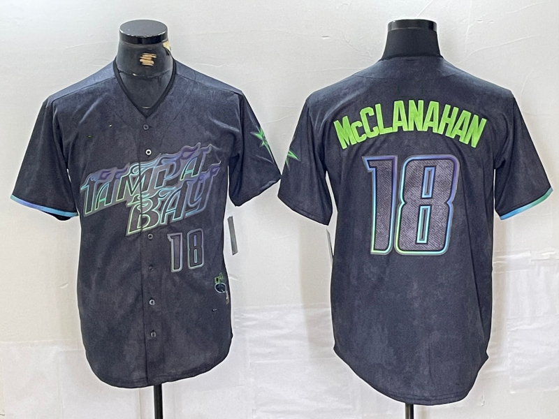 Tampa Bay Rays #18 Shane McClanahan Number Charcoal 2024 City Connect Limited Stitched Baseball Jersey - Main View