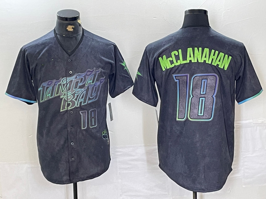 Tampa Bay Rays #18 Shane McClanahan Number Charcoal 2024 City Connect Limited Stitched Baseball Jersey - Main View