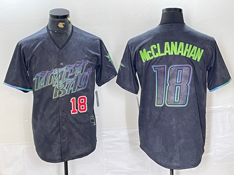 Tampa Bay Rays #18 Shane McClanahan Number Charcoal 2024 City Connect Limited Stitched Baseball Jersey - Main View
