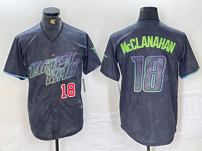 Tampa Bay Rays #18 Shane McClanahan Number Charcoal 2024 City Connect Limited Stitched Baseball Jersey - Main View