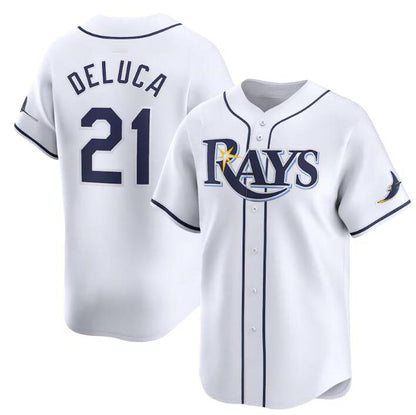Tampa Bay Rays #21 Jonny DeLuca White Home Limited Stitched Baseball Jersey - Main View
