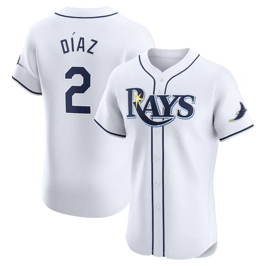 Tampa Bay Rays #2 Yandy Diaz Home Elite Player Jersey - White Stitched Baseball Jersey - Main View