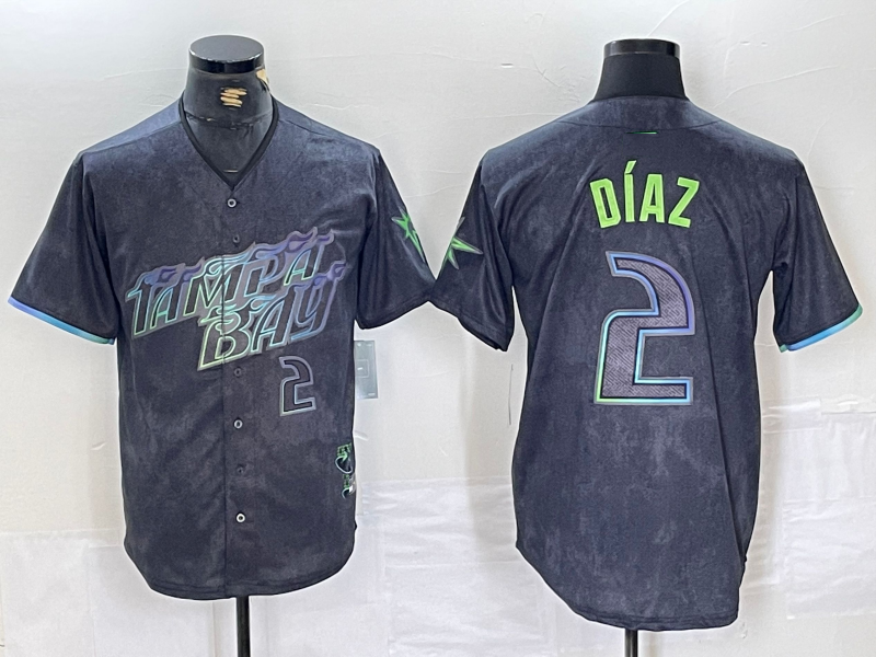 Tampa Bay Rays #2 Yandy Diaz Charcoal 2024 City Connect Limited Stitched Baseball Jersey - Main View