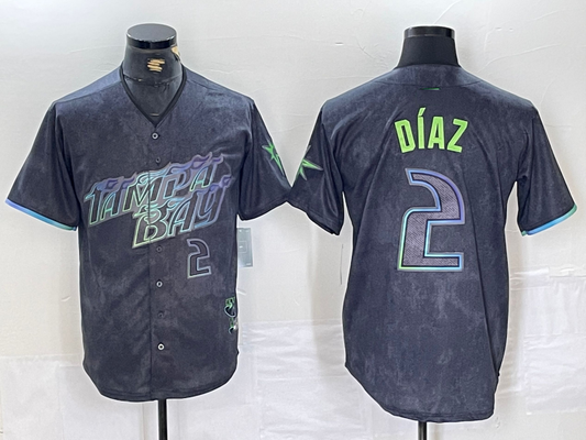Tampa Bay Rays #2 Yandy Diaz Charcoal 2024 City Connect Limited Stitched Baseball Jersey - Main View