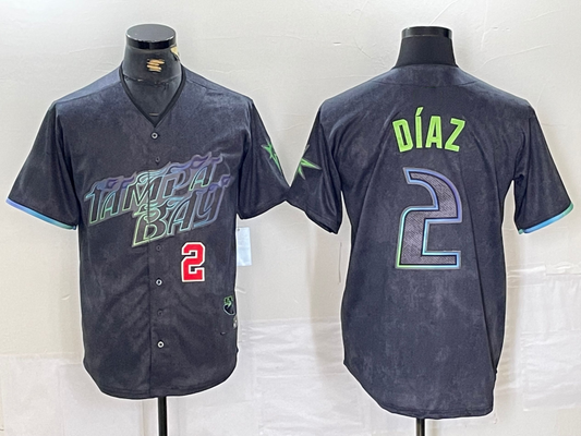 Tampa Bay Rays #2 Yandy Diaz Number Charcoal 2024 City Connect Limited Stitched Baseball Jersey - Main View