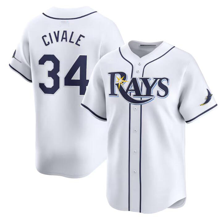 Tampa Bay Rays #34 aron Civale White Home Limited Stitched Baseball Jersey - Main View