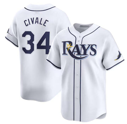 Tampa Bay Rays #34 aron Civale White Home Limited Stitched Baseball Jersey - Main View