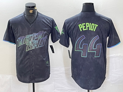 Tampa Bay Rays #44 Ryan Pepiot Charcoal 2024 City Connect Limited Cool Base Baseball Jersey - Main View