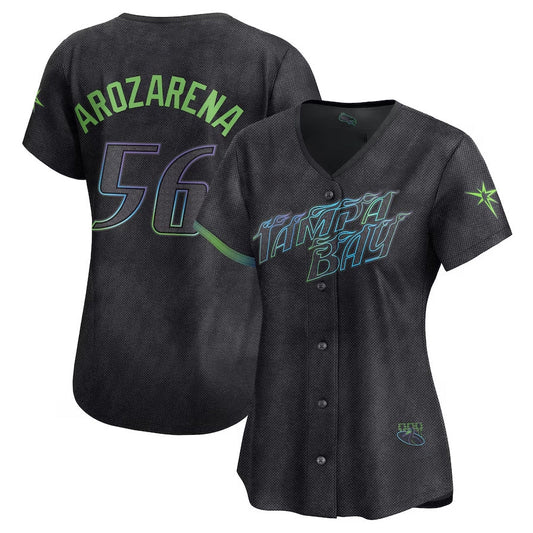 Tampa Bay Rays #56 Randy Arozarena Charcoal 2024 City Connect Limited Player Baseball Jersey - Main View