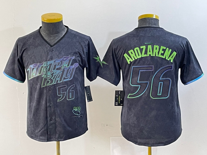 Tampa Bay Rays #56 Randy Arozarena Number Charcoal 2024 City Connect Limited Stitched Baseball Jersey - Main View