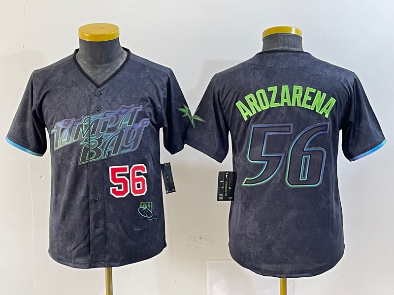 Tampa Bay Rays #56 Randy Arozarena Number Charcoal 2024 City Connect Limited Stitched Baseball Jersey - Main View