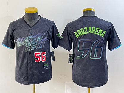 Tampa Bay Rays #56 Randy Arozarena Number Charcoal 2024 City Connect Limited Stitched Baseball Jersey - Main View