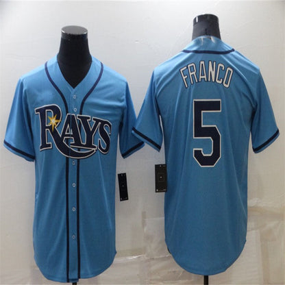 Tampa Bay Rays #5 Wander Franco Light Blue Stitched Cool Base Jersey Baseball Jerseys - Main View