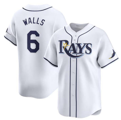 Tampa Bay Rays #6 Taylor Walls White Home Limited Stitched Baseball Jersey - Main View