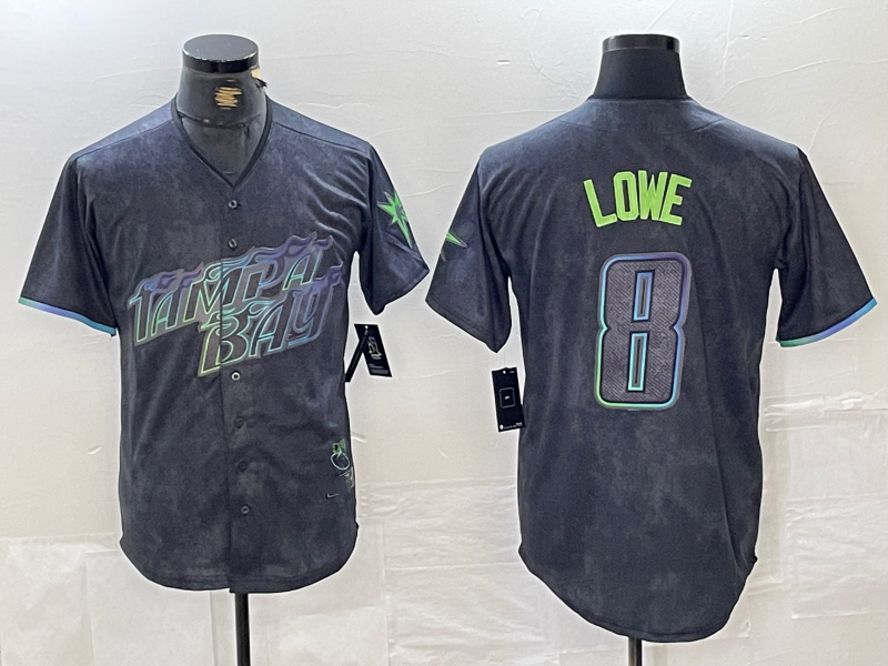 Tampa Bay Rays #8 Brandon Lowe Charcoal 2024 City Connect Limited Cool Base Baseball Jersey - Main View