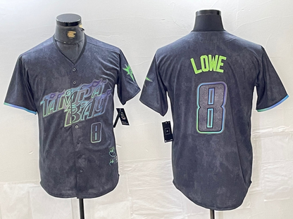 Tampa Bay Rays #8 Brandon Lowe Charcoal 2024 City Connect Limited Cool Base Baseball Jersey - Main View