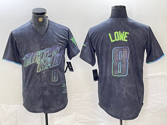 Tampa Bay Rays #8 Brandon Lowe Charcoal 2024 City Connect Limited Cool Base Baseball Jersey - Main View