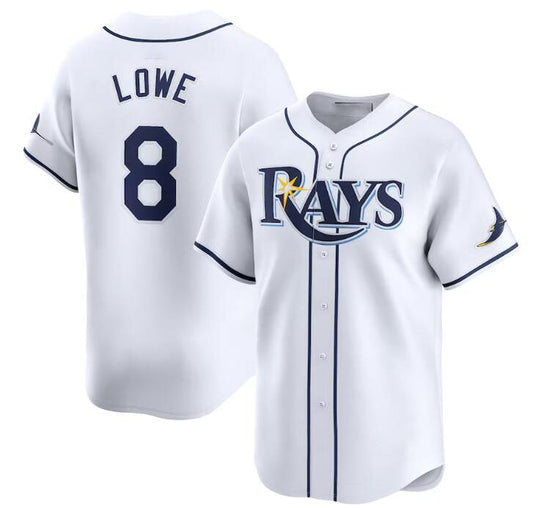 Tampa Bay Rays #8 Brandon Lowe White Home Limited Stitched Baseball Jersey - Main View