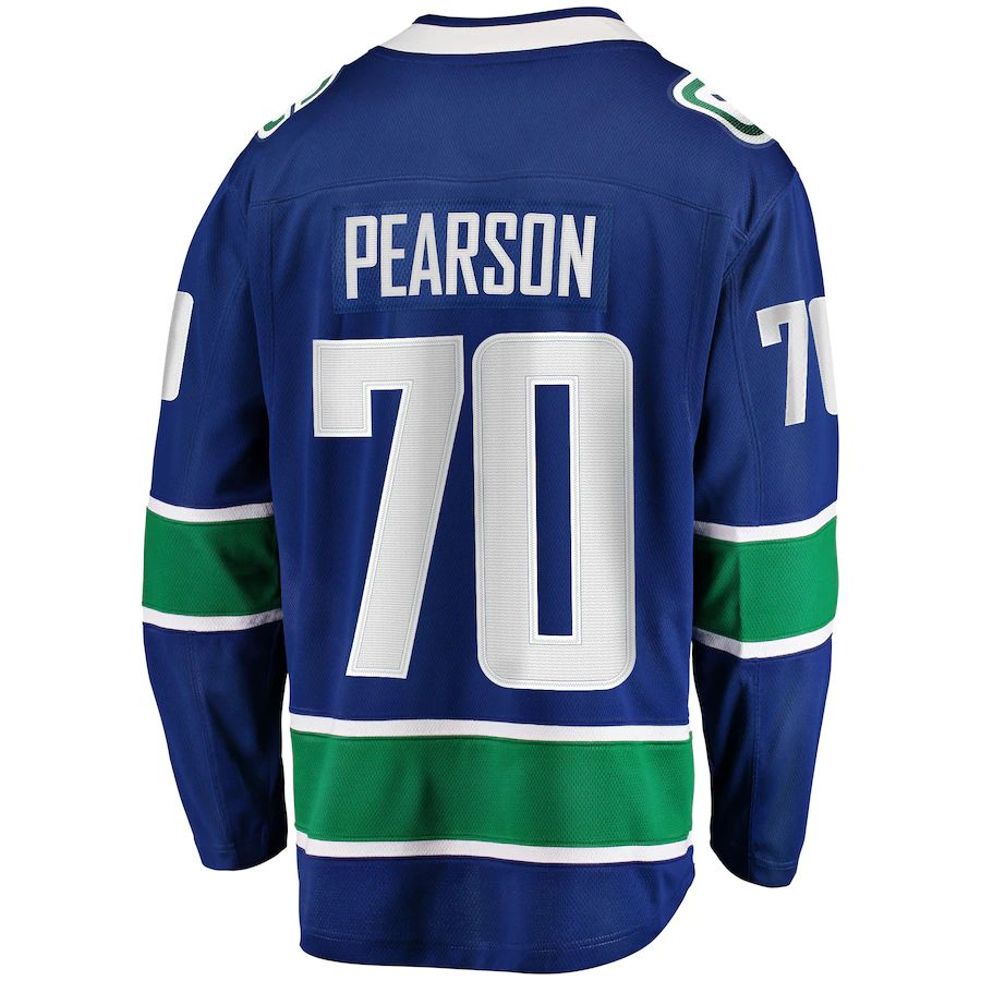 V.Canucks #70 Tanner Pearson Fanatics Branded Home Breakaway Player Jersey Blue Stitched American Hockey Jerseys - Main View