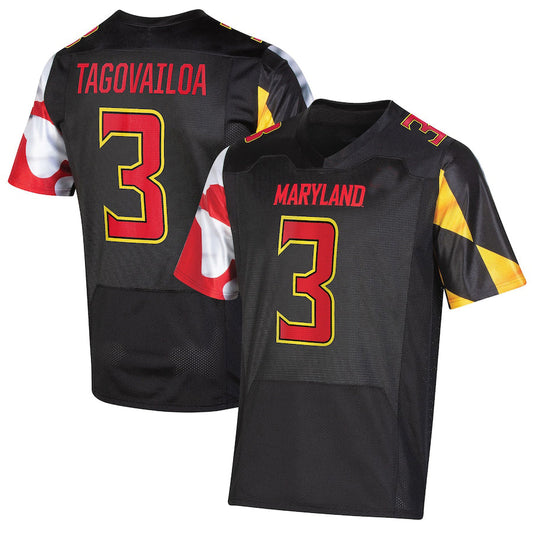 M.Terrapins #3 Taulia Tagovailoa Under Armour NIL Replica  Black Football Jersey Stitched American College Jerseys - Main View