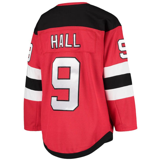 NJ.Devils #9 Taylor Hall Home Premier Player Jersey Red Stitched American Hockey Jerseys - Main View