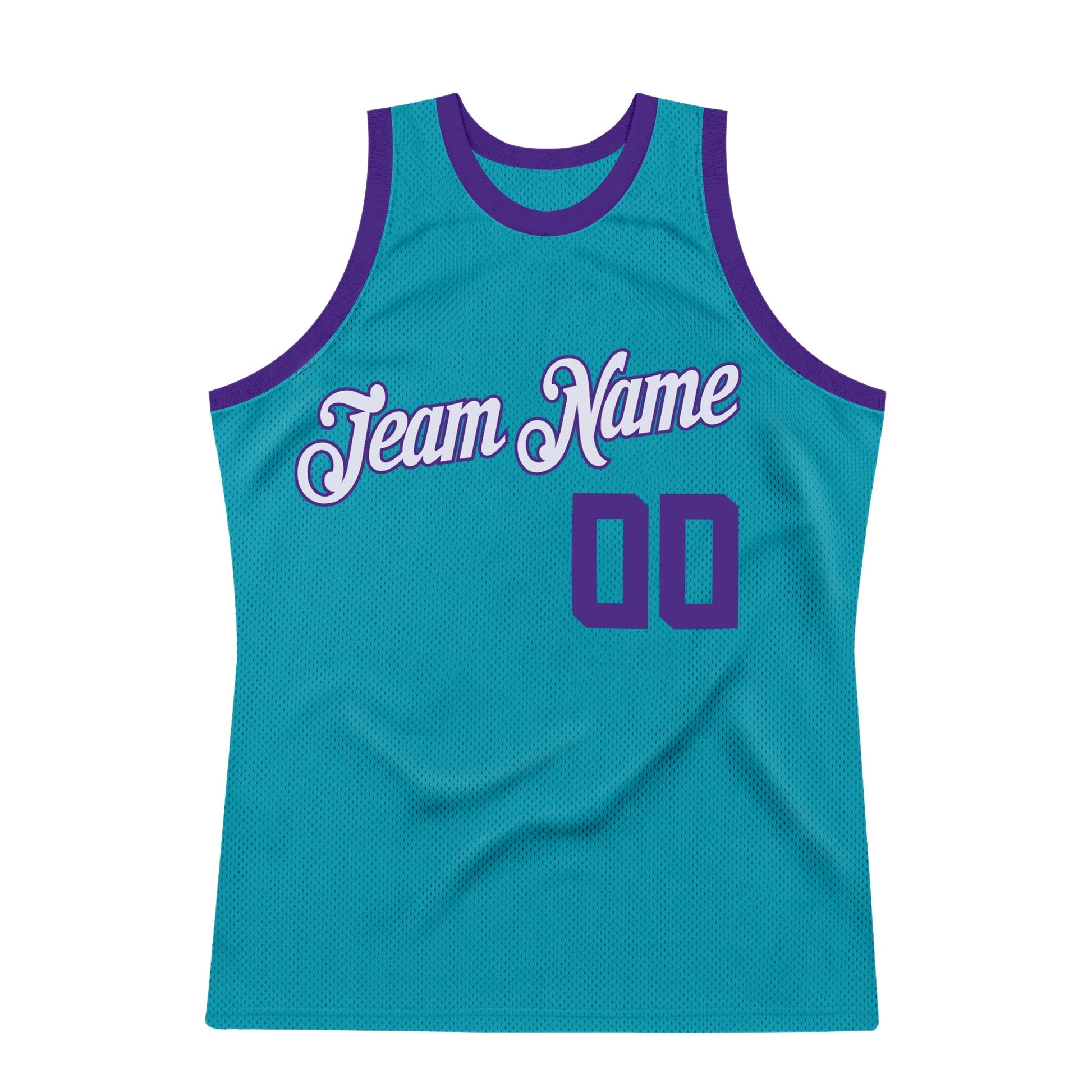 Custom Teal Purple-White Authentic Throwback Basketball Jersey view 6