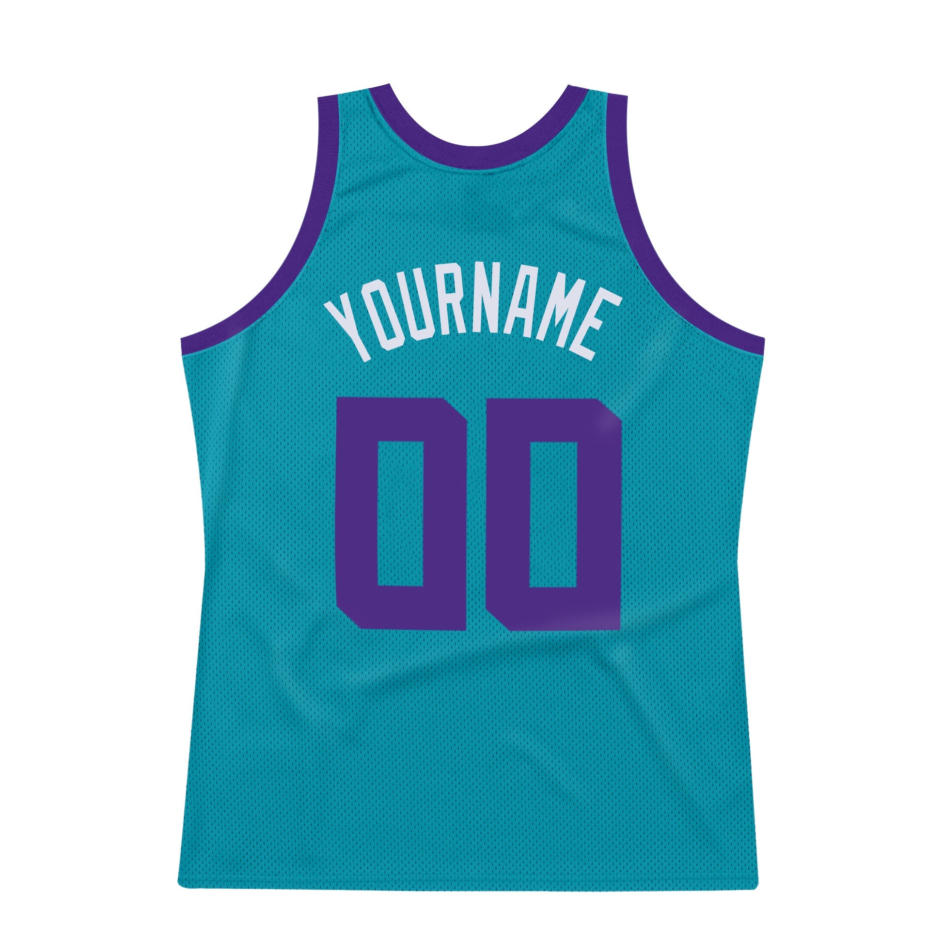 Custom Teal Purple-White Authentic Throwback Basketball Jersey view 7