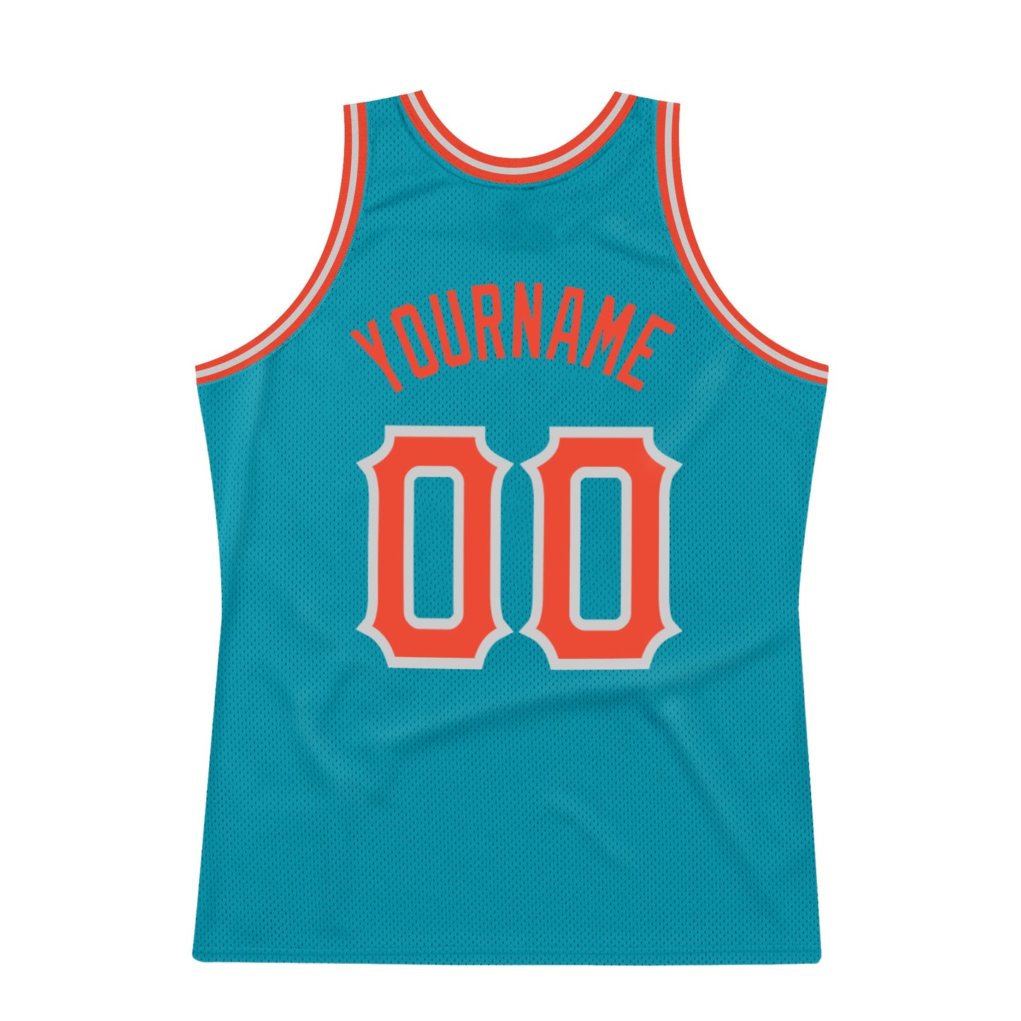 Custom Teal Orange-Gray Authentic Throwback Basketball Jersey view 6