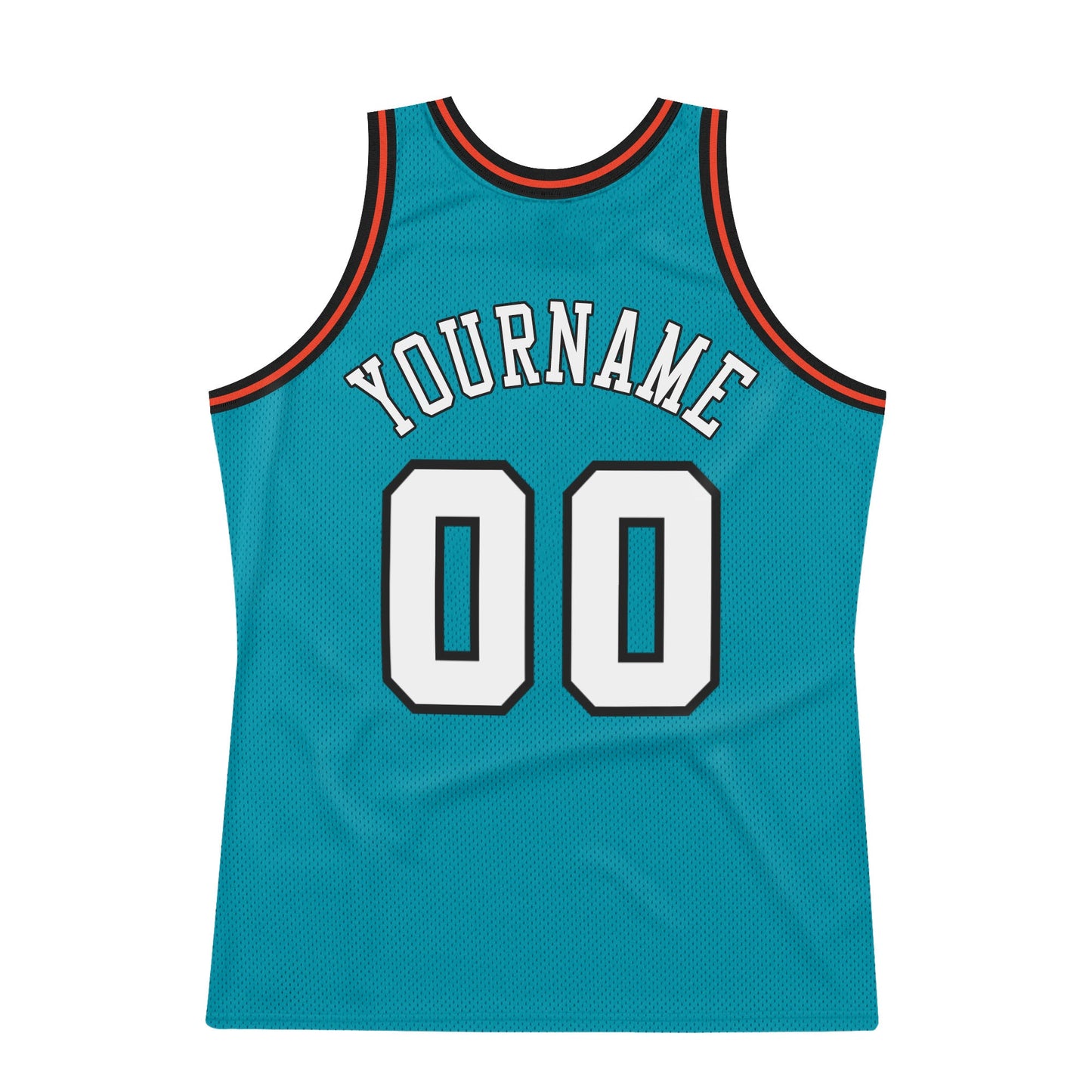 Custom Teal White-Orange Authentic Throwback Basketball Jersey view 6