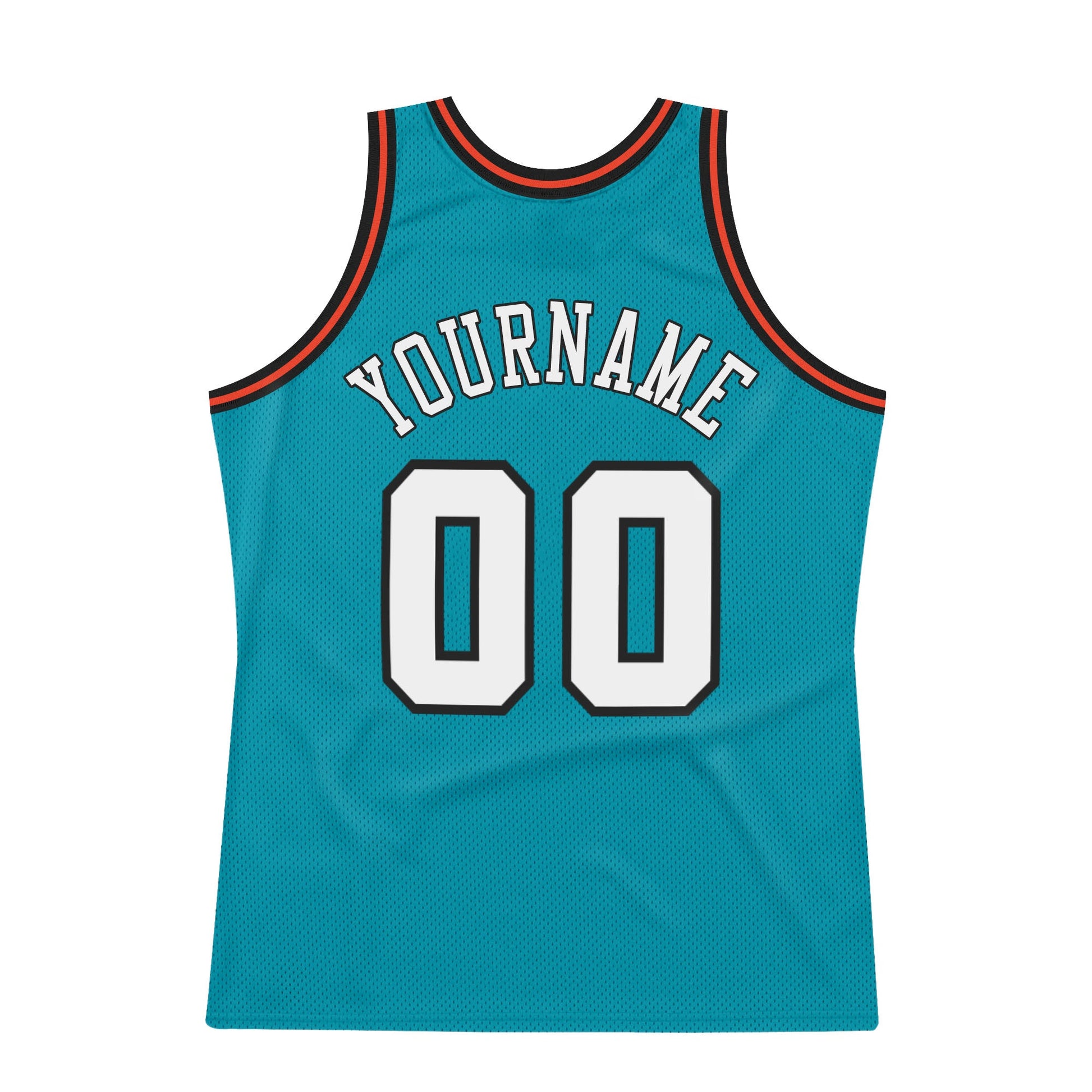 Custom Teal White-Orange Authentic Throwback Basketball Jersey view 6