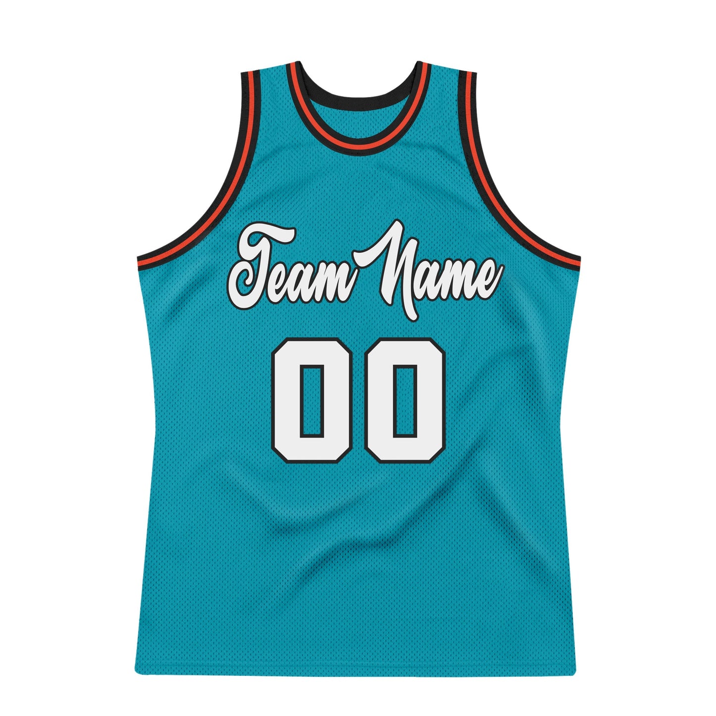 Custom Teal White-Orange Authentic Throwback Basketball Jersey view 7