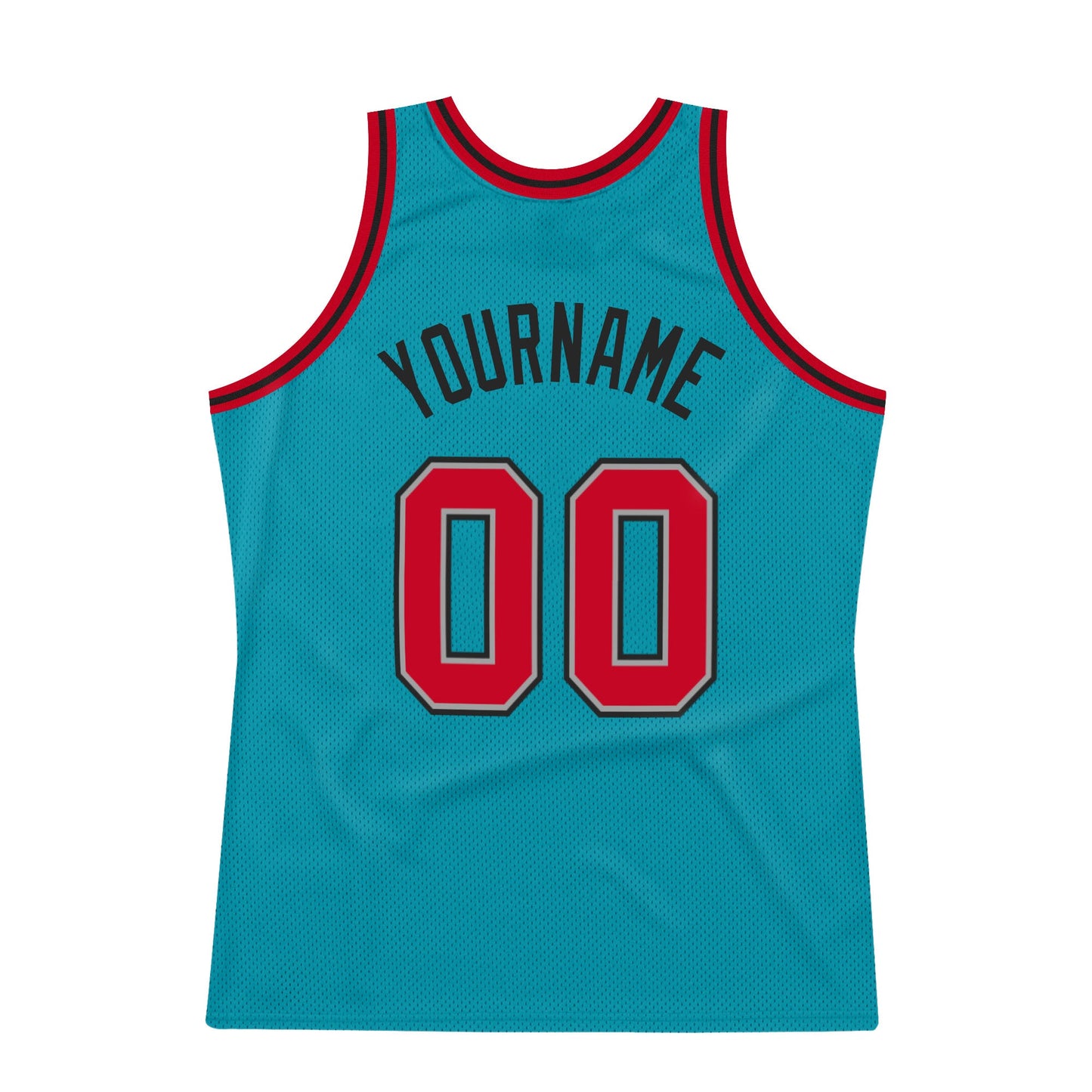 Custom Teal Red-Black Authentic Throwback Basketball Jersey view 6