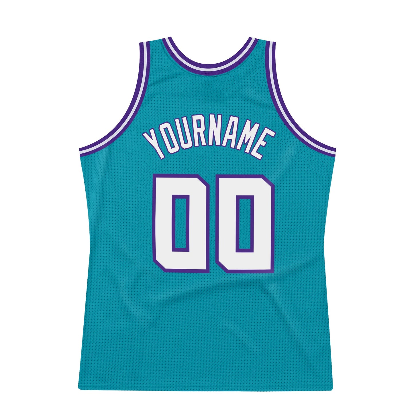 Custom Teal White-Purple Authentic Throwback Basketball Jersey view 6