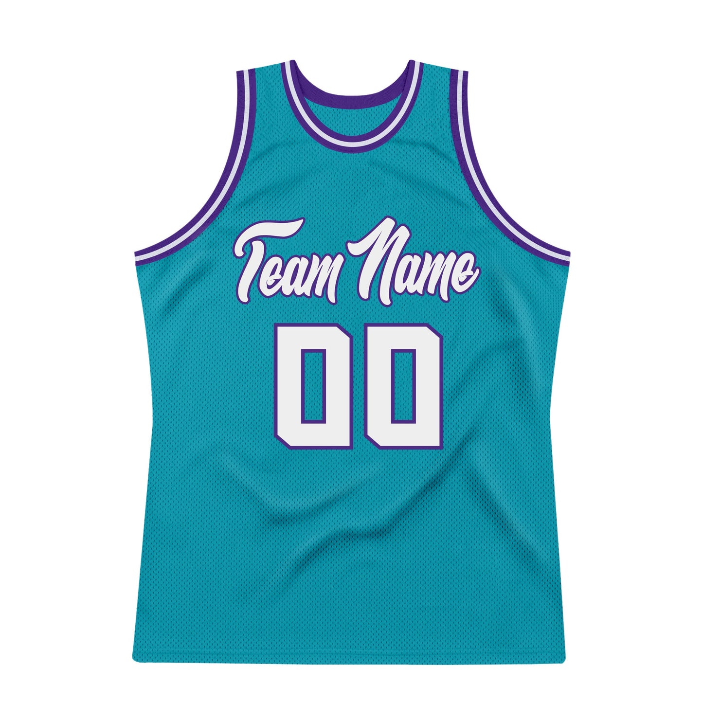 Custom Teal White-Purple Authentic Throwback Basketball Jersey view 7