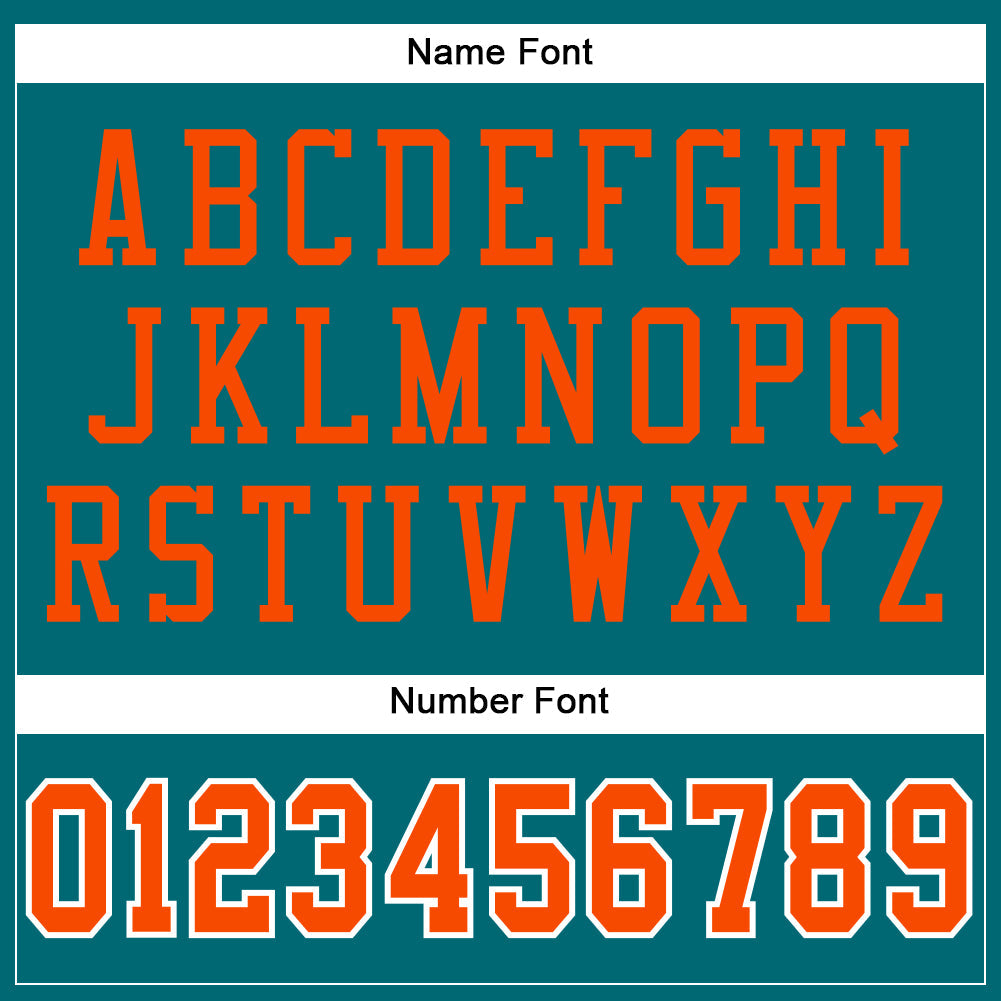 Custom Teal Orange-White Mesh Authentic Football Jersey view 4