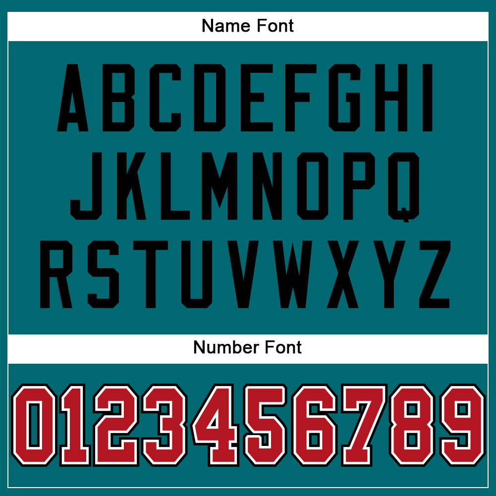 Custom Teal Red-Black Mesh Authentic Football Jersey view 4