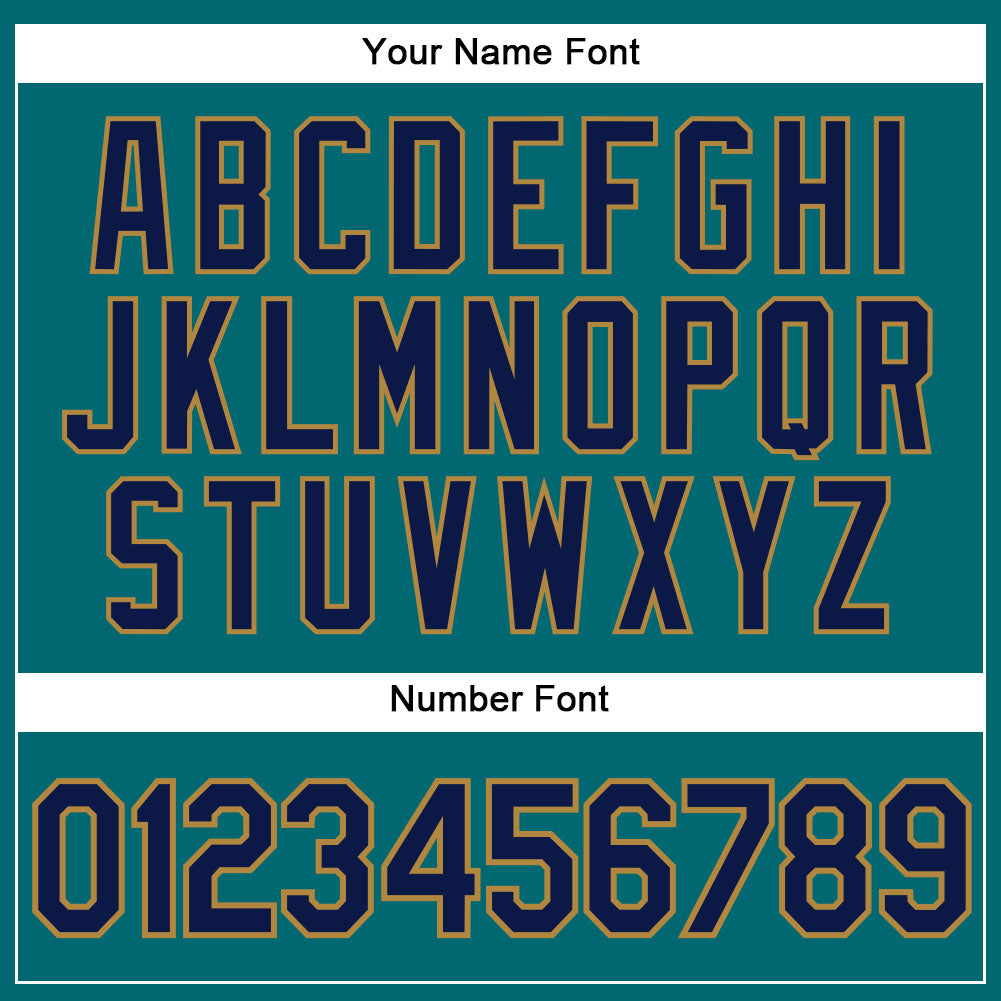 Custom Teal Navy-Old Gold Mesh Authentic Football Jersey view 4