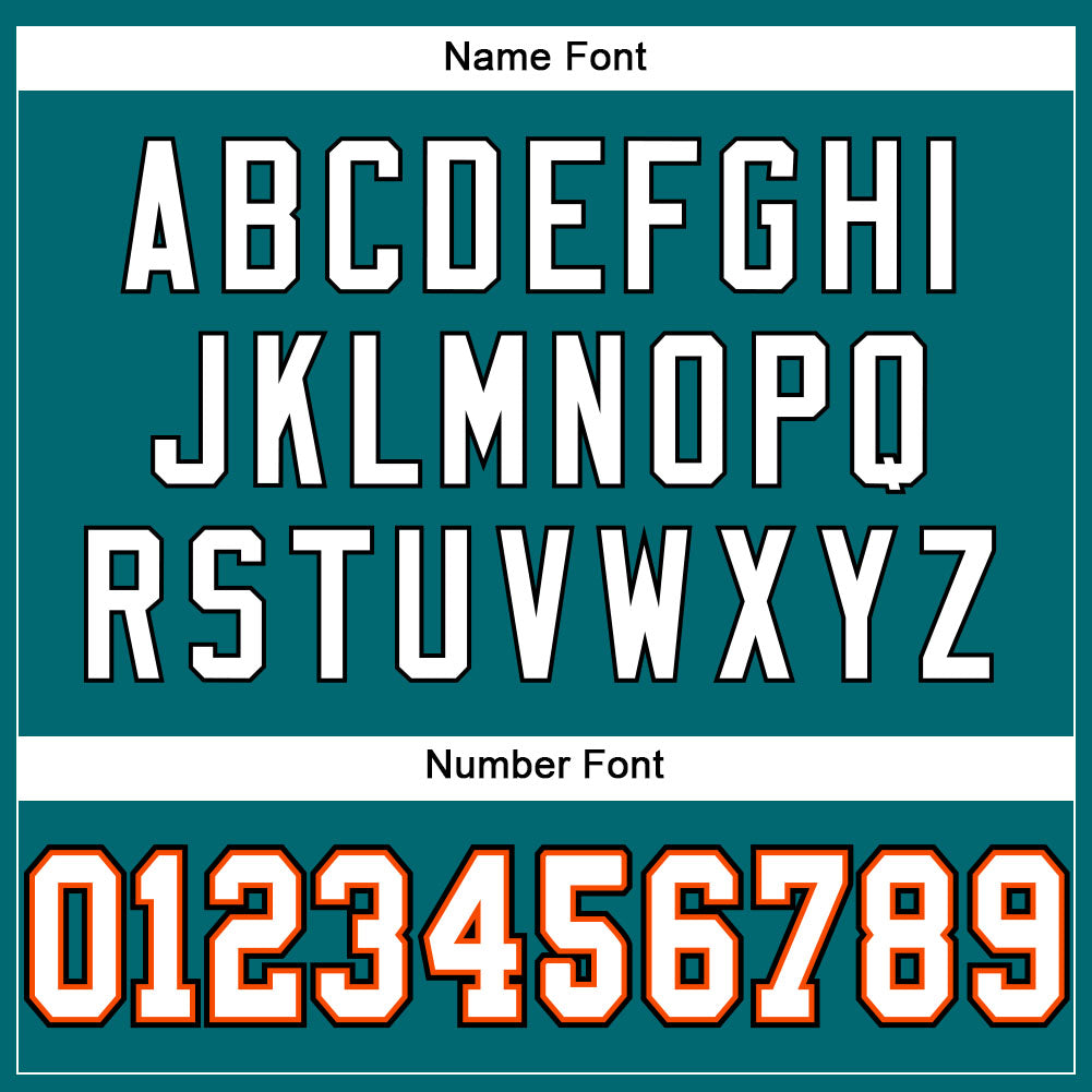 Custom Teal White-Orange Mesh Authentic Football Jersey view 4