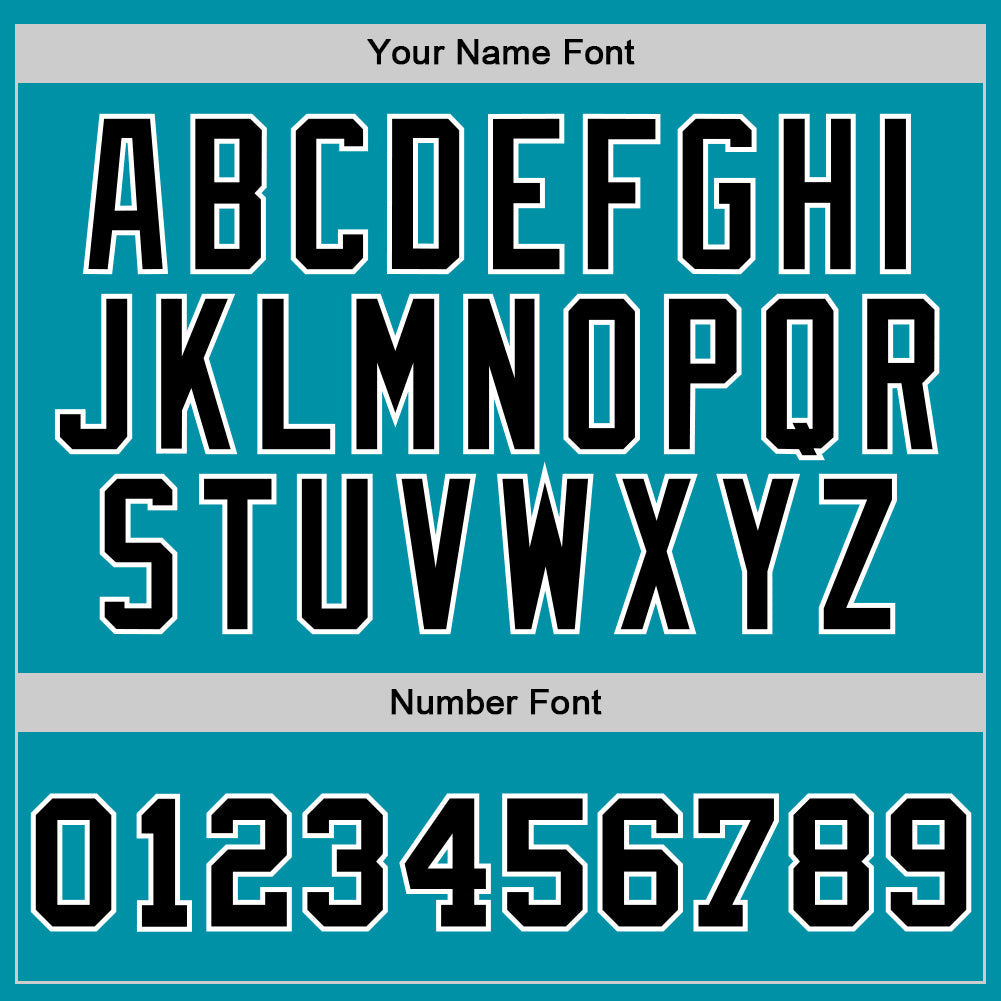 Custom Teal Black-White Authentic Throwback Basketball Jersey view 3