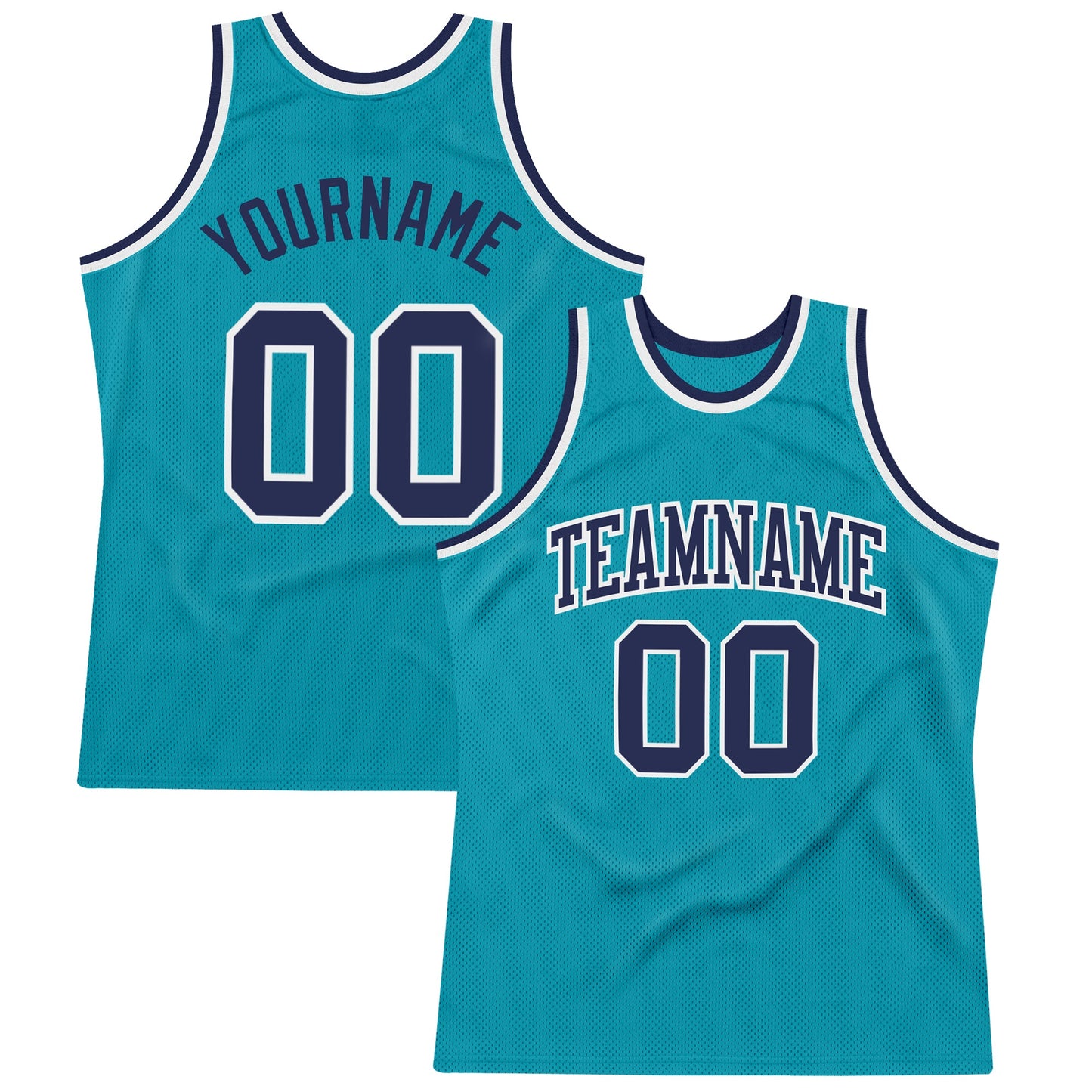 Custom Teal Navy-White Authentic Throwback Basketball Jersey - Main View