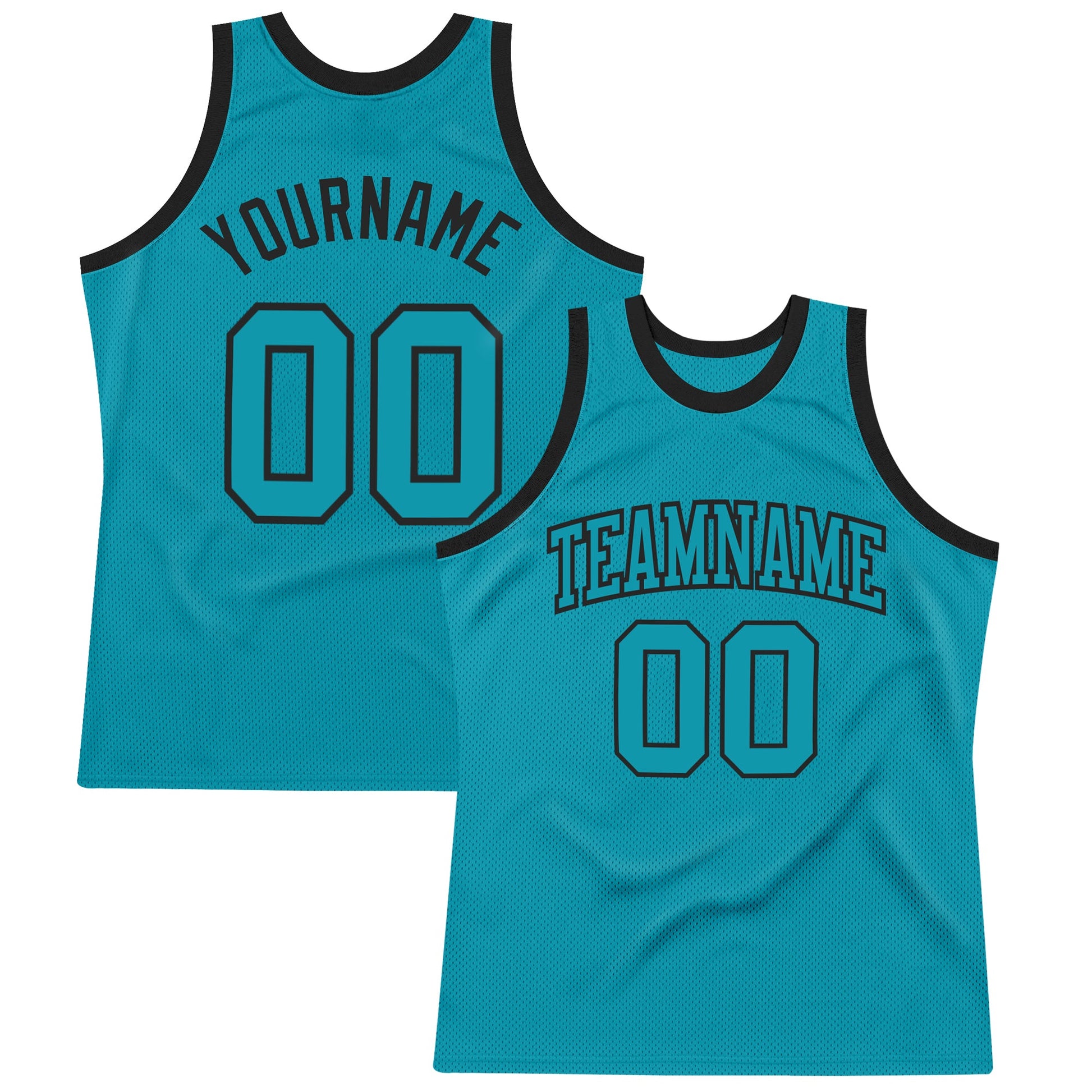 Custom Teal Teal-Black Authentic Throwback Basketball Jersey - Main View