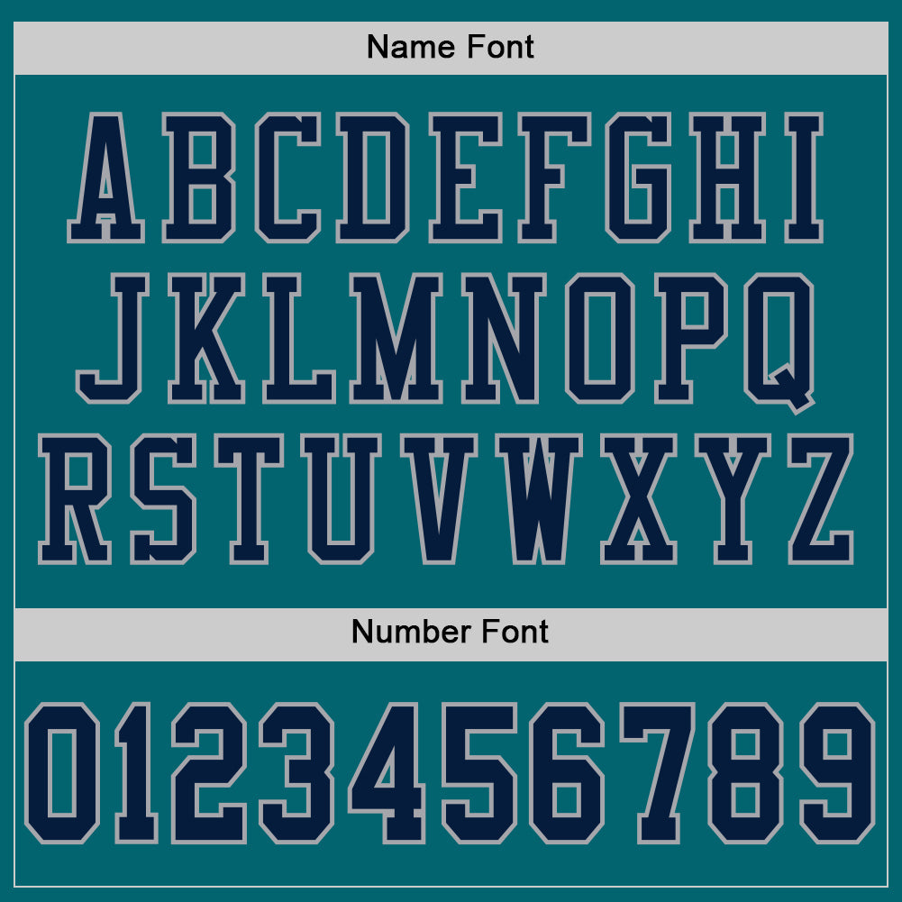 Custom Teal Navy-Gray Mesh Authentic Football Jersey view 4