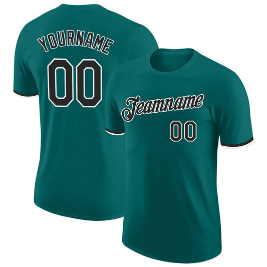 Custom Teal Black-White Performance T-Shirt - Main View